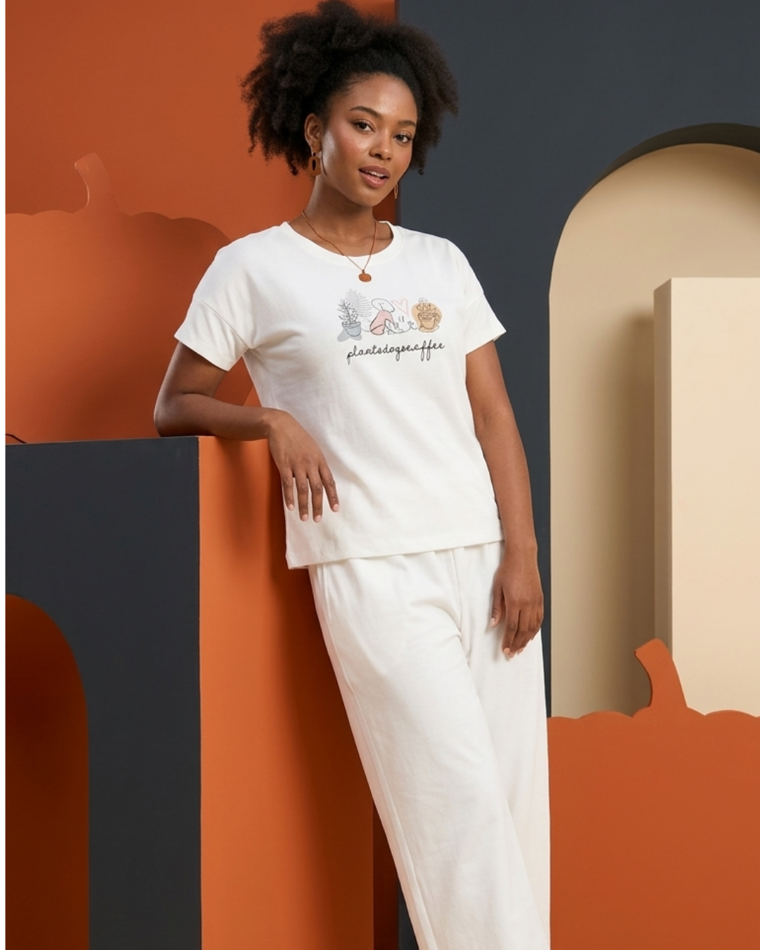 Minimal Graphic Cotton Lounge Co-ord Set
