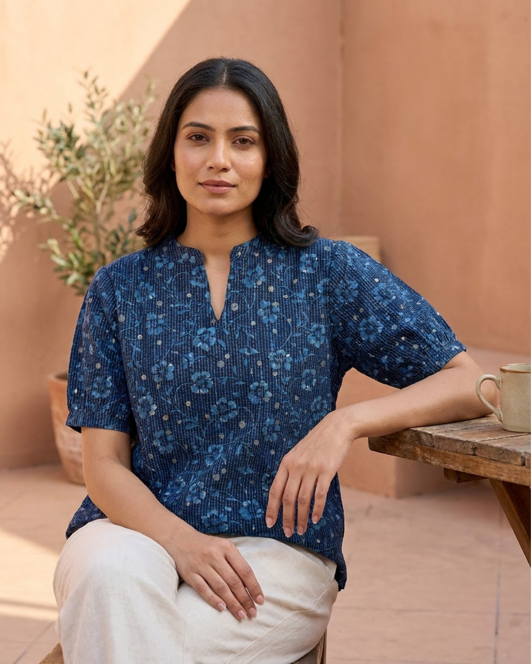 Women’s V‑Neck Short Sleeve Top