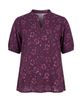 Dark Purple Floral Stripe Blouse
