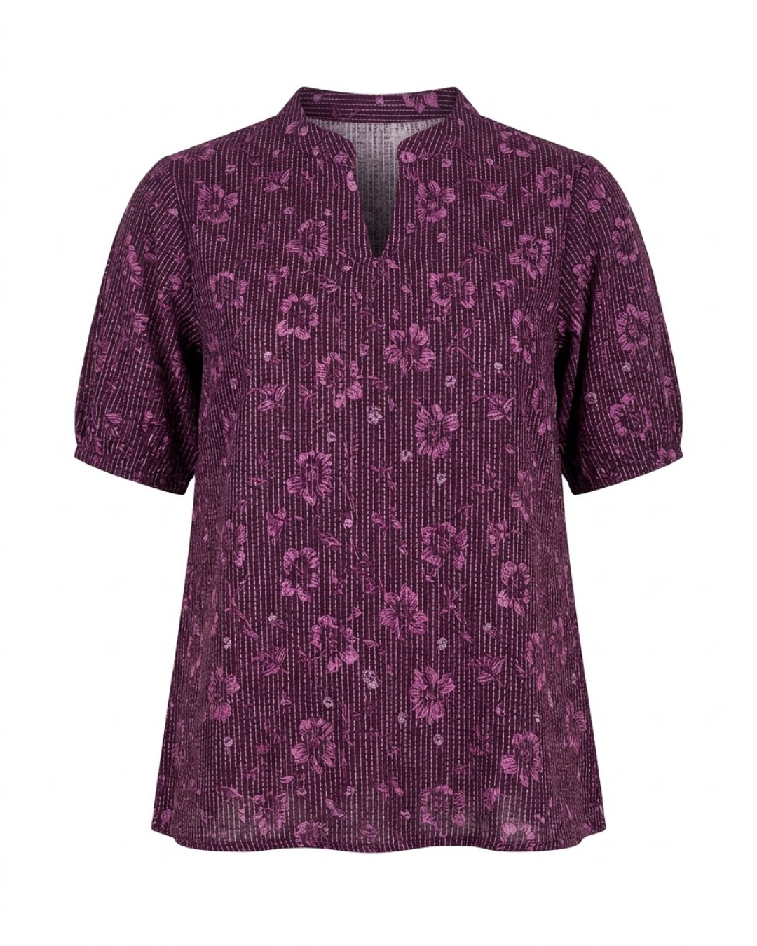 Dark Purple Floral Stripe Blouse