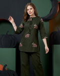 Elephant Print Cotton Kurta Pant Set