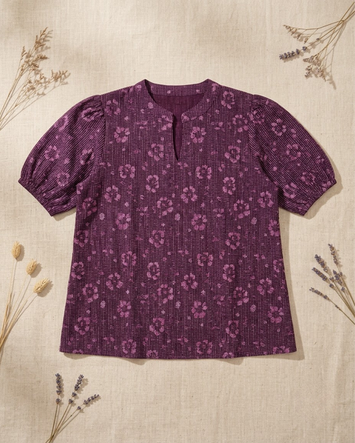 **Women’s Printed Kurta Collection – Plum, Black & Lavender Floral Prints**