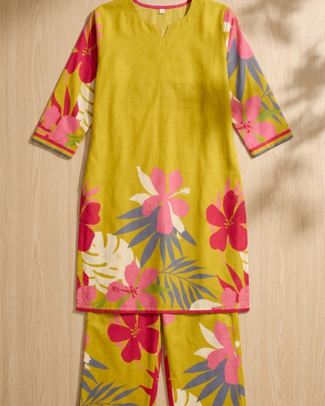 Floral Print Cotton Kurta Pant Set