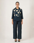 Navy Floral Embroidered Co-ord Set
