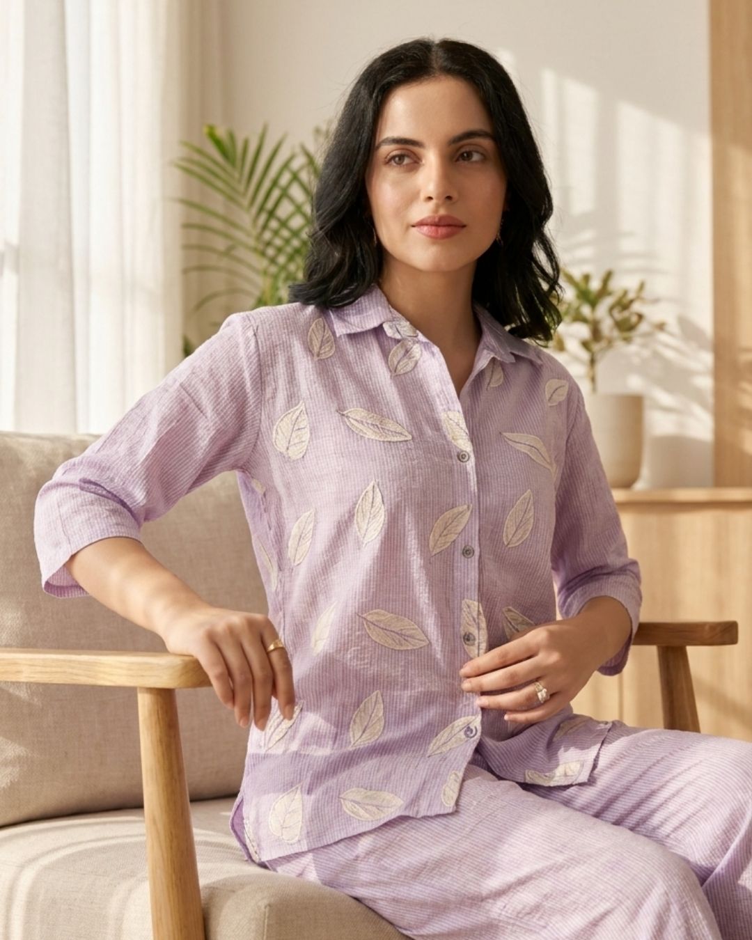 Lavender Leaf Print Co-ord Set