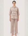 Beige Leaf Print Co-ord Set