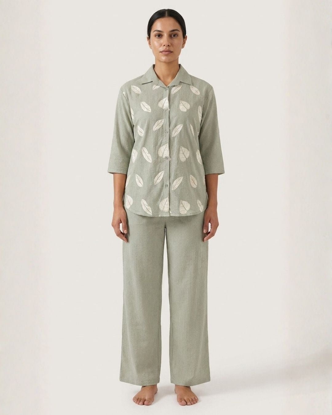 Sage Green Leaf Print Co-ord Set