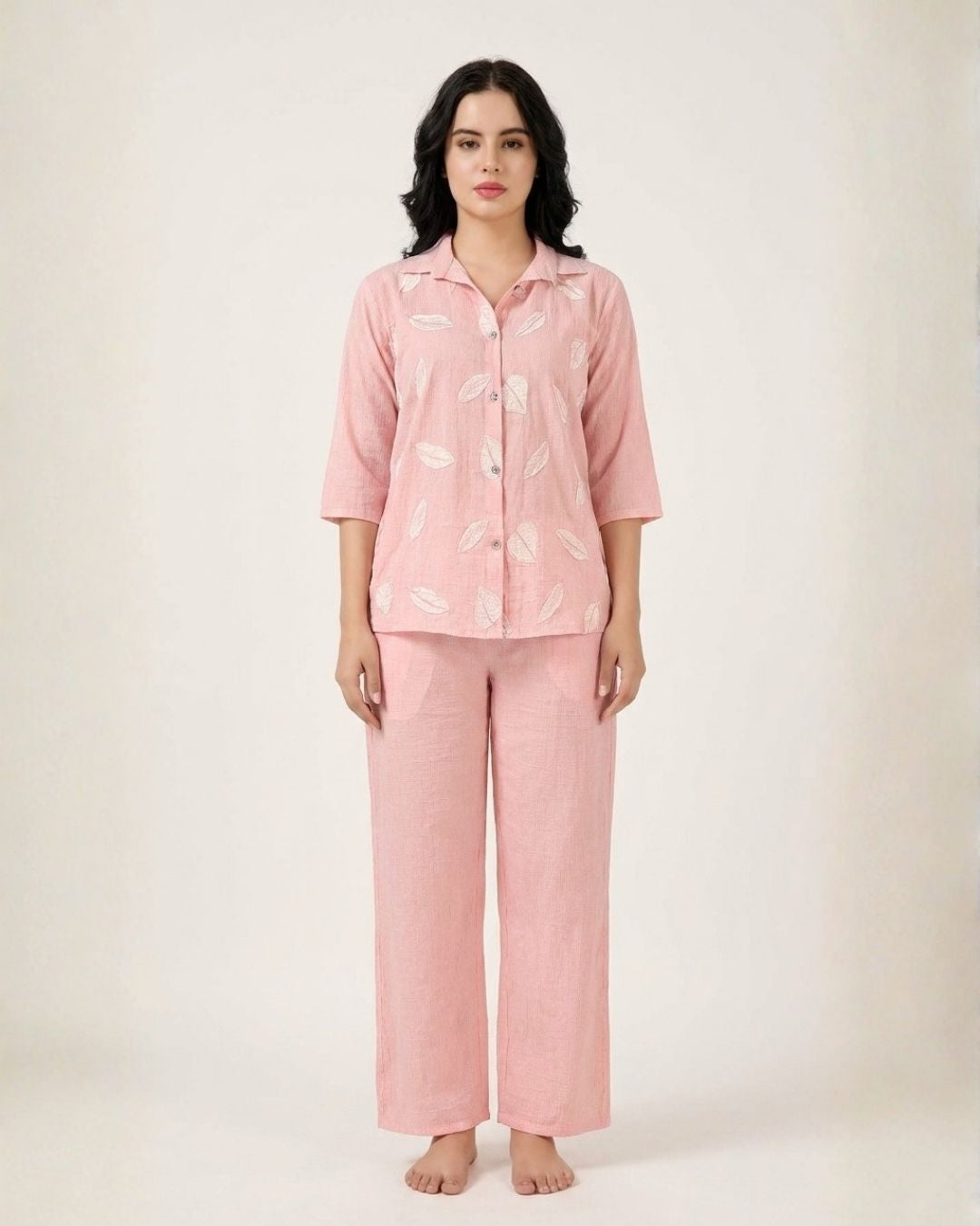 Blush Pink Leaf Print Co-ord Set