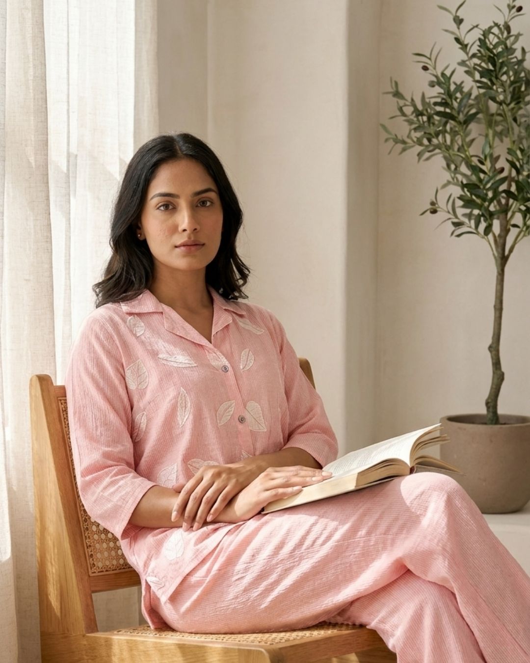 Blush Pink Leaf Print Co-ord Set