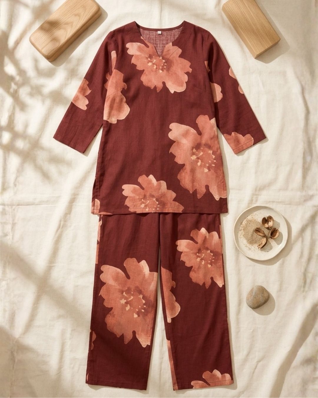 Rust Floral Print Co-ord Set