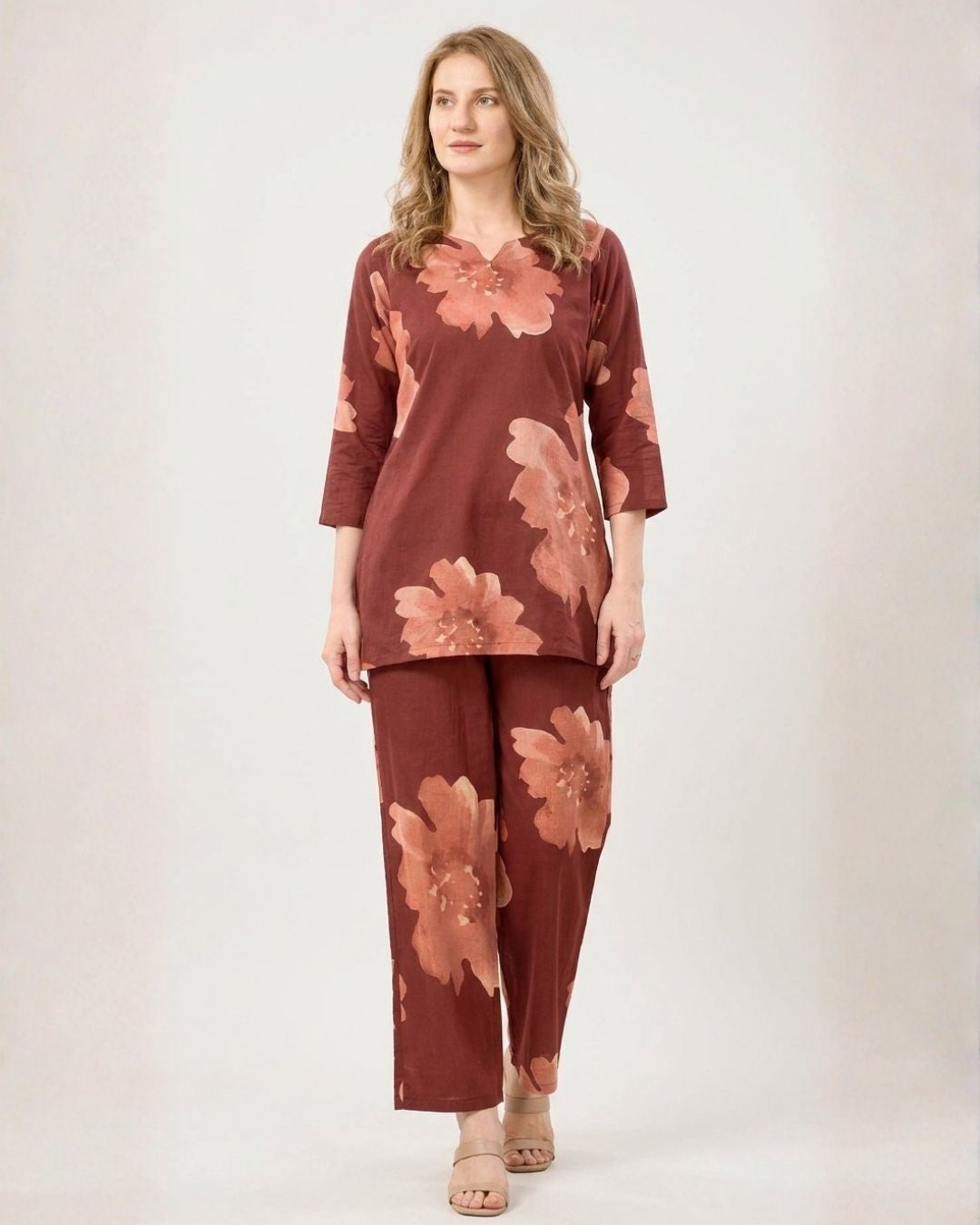 Rust Floral Print Co-ord Set