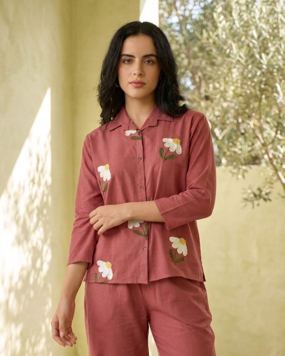 Blush Floral Embroidered Co-ord Set