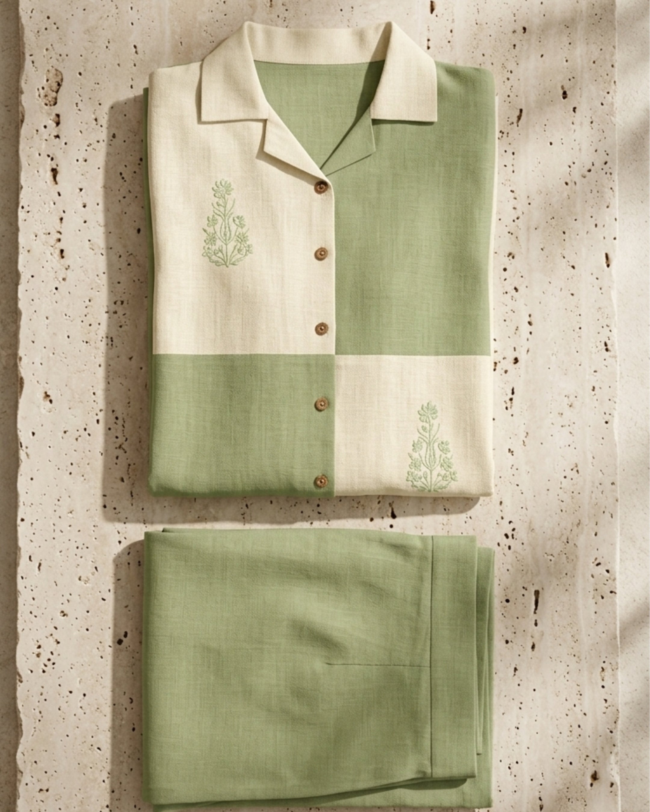 Sage Green Embroidered Co-Ord Set