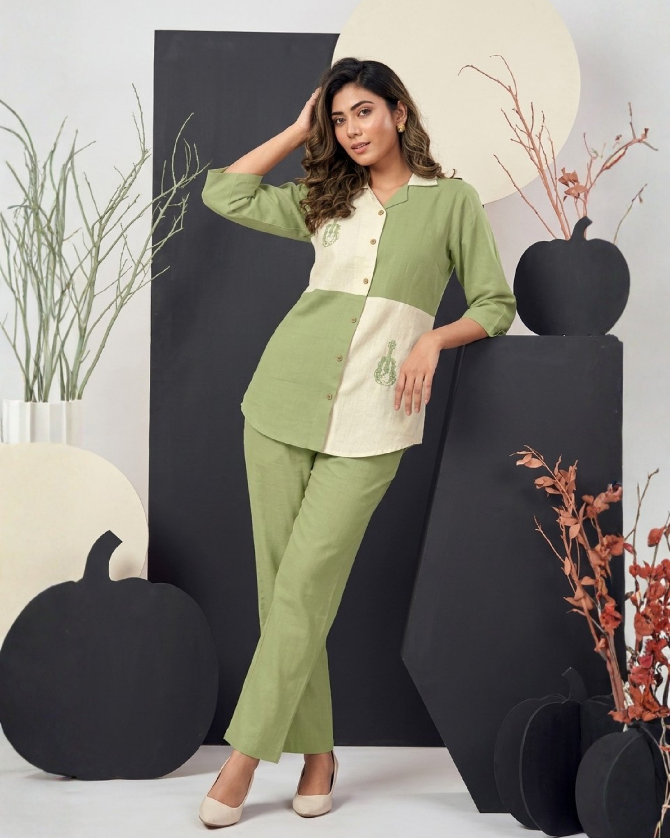 Sage Green Embroidered Co-Ord Set