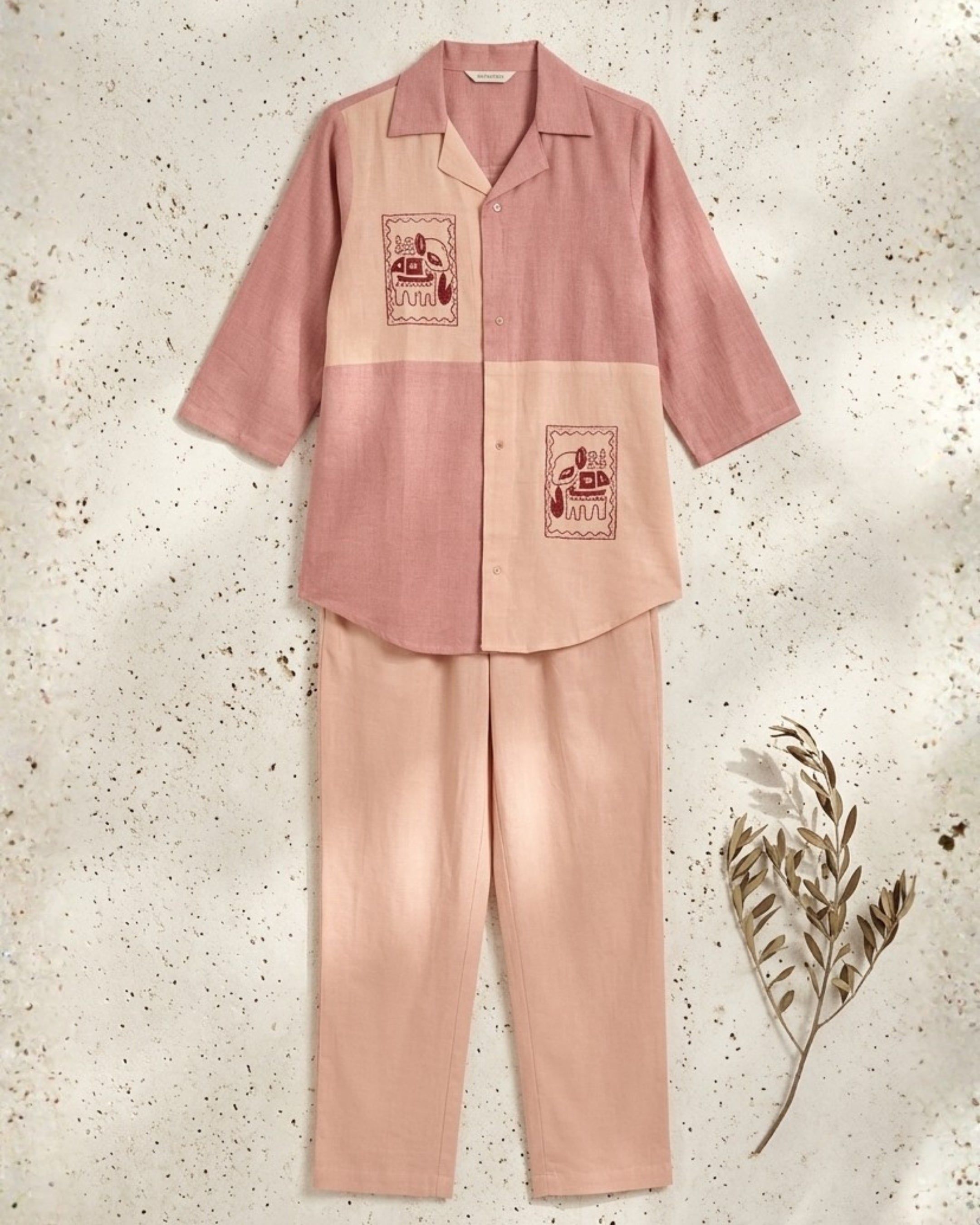 Blush Pink Color Block Co-Ord Set