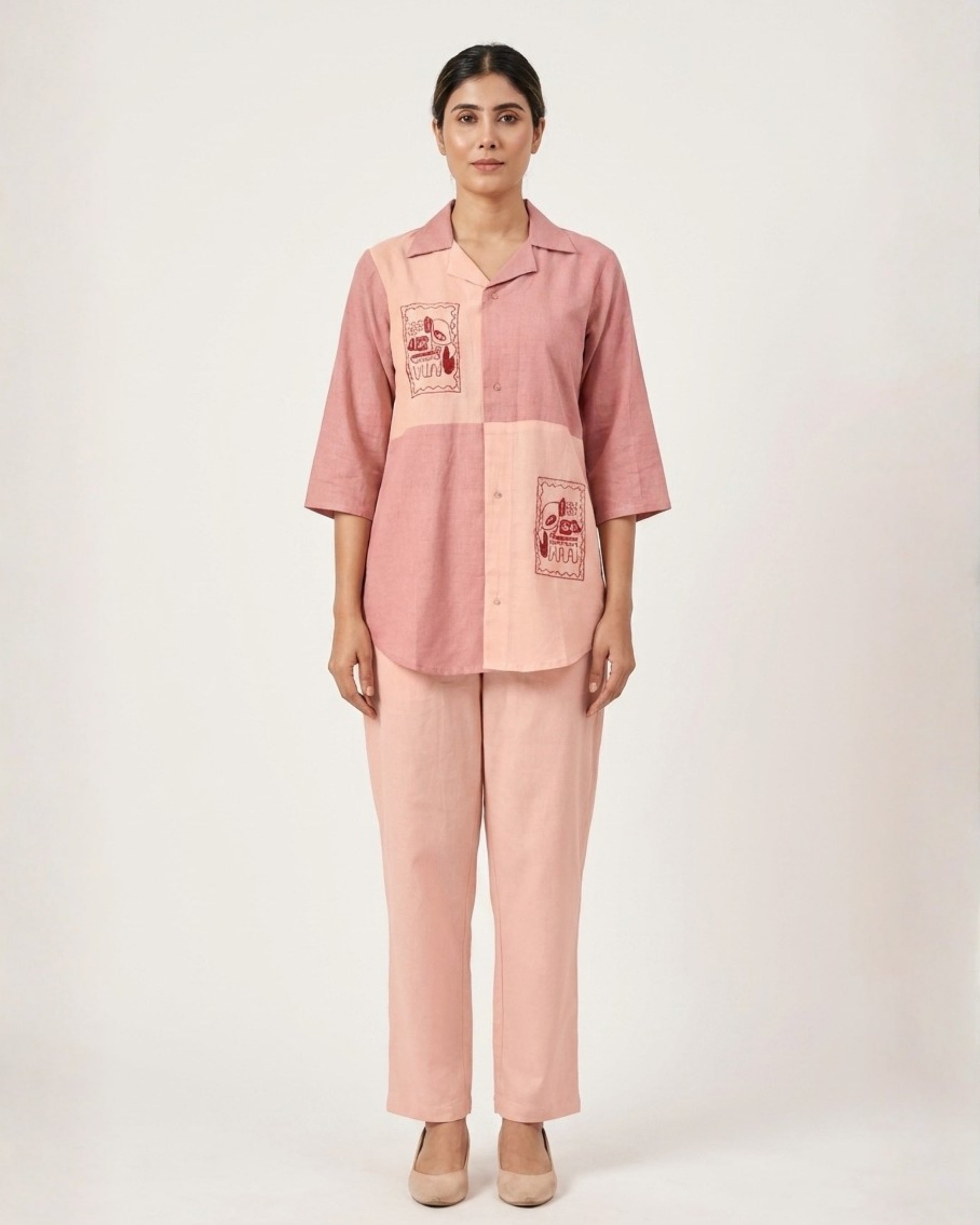 Blush Pink Color Block Co-Ord Set