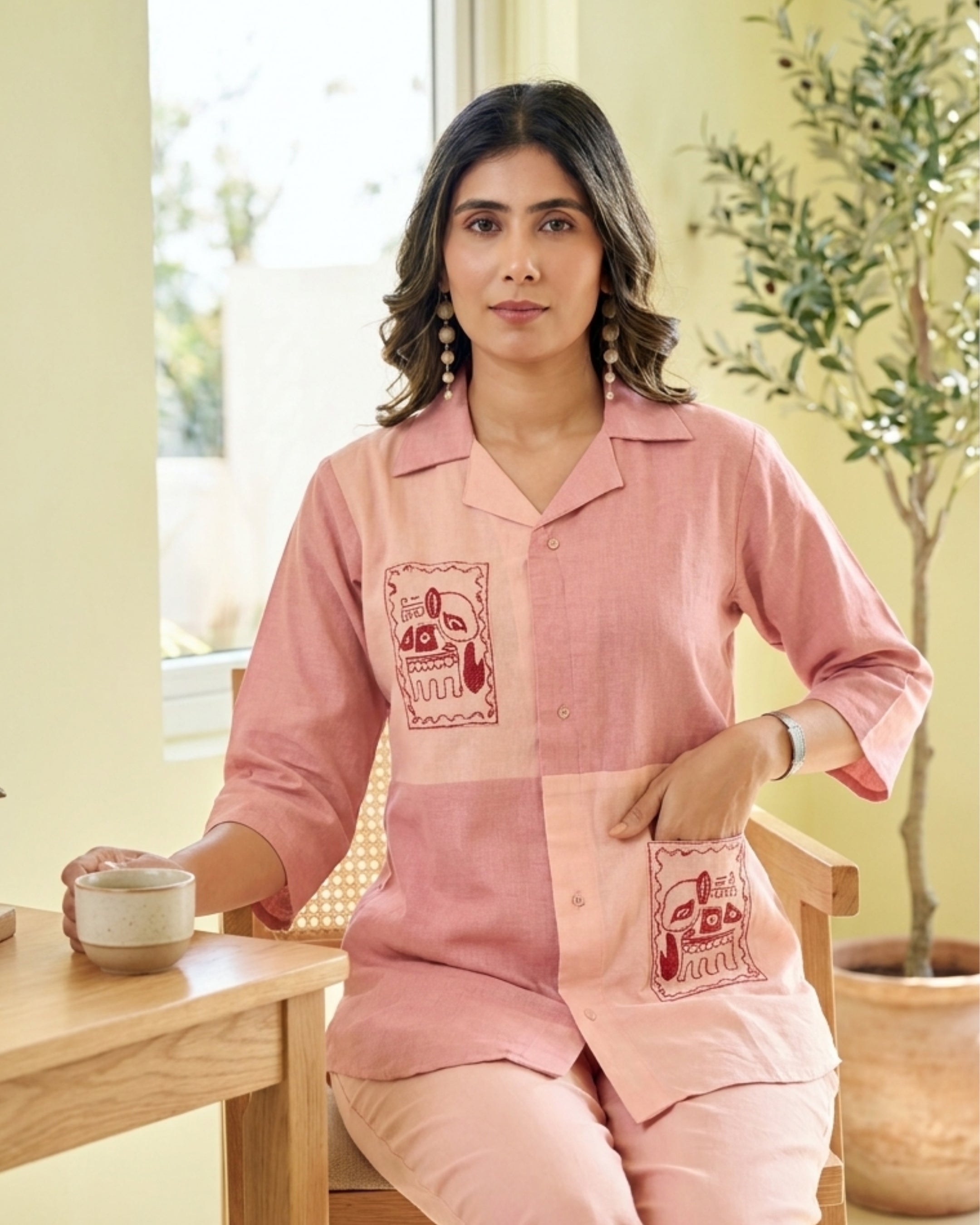 Blush Pink Color Block Co-Ord Set
