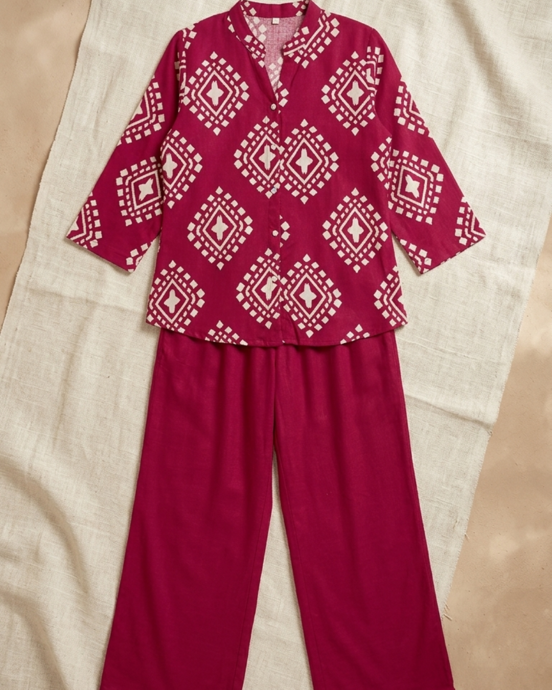Geometric Print Shirt & Pant Co-ord Set