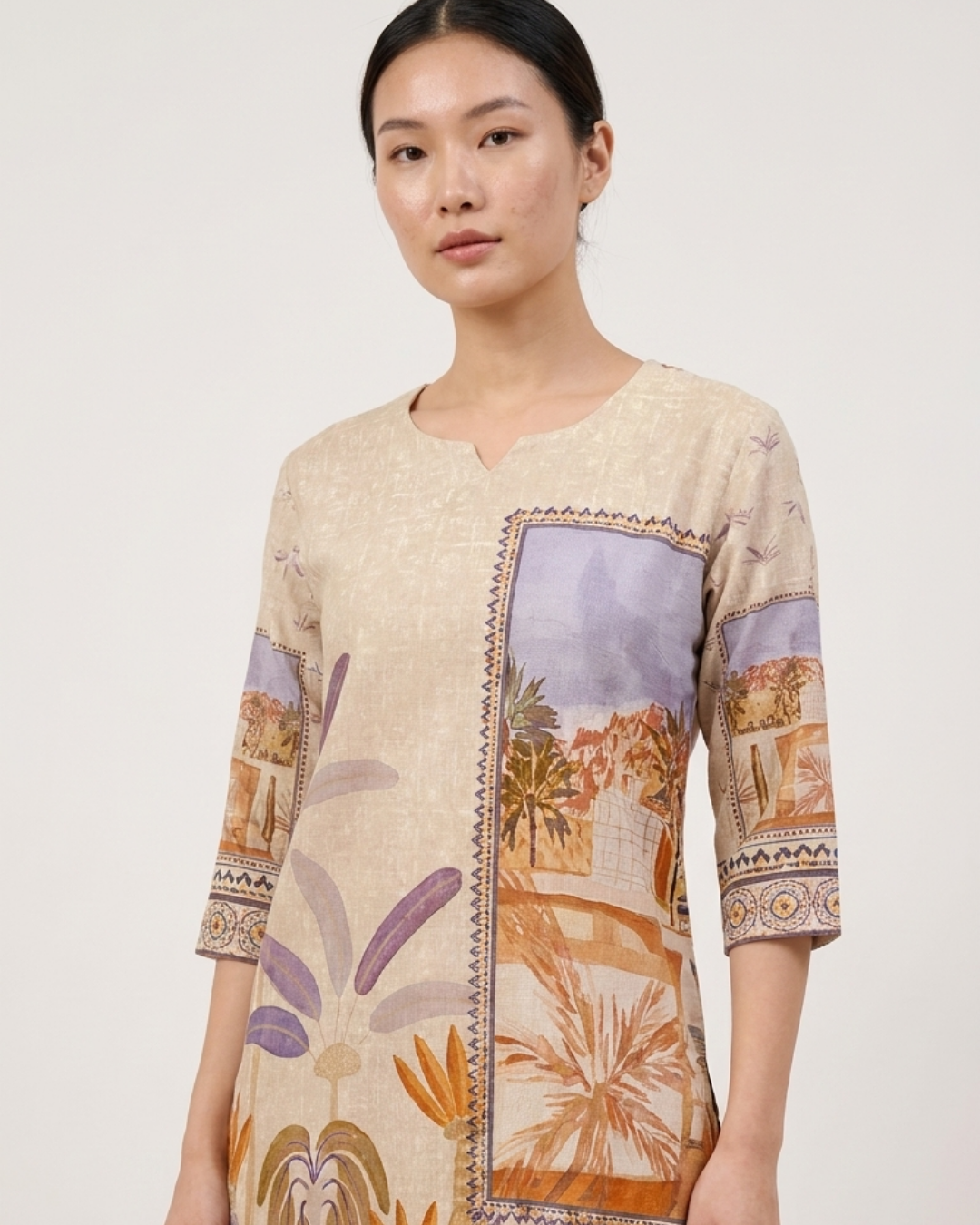 Scenic Print Cotton Kurta Pant Set
