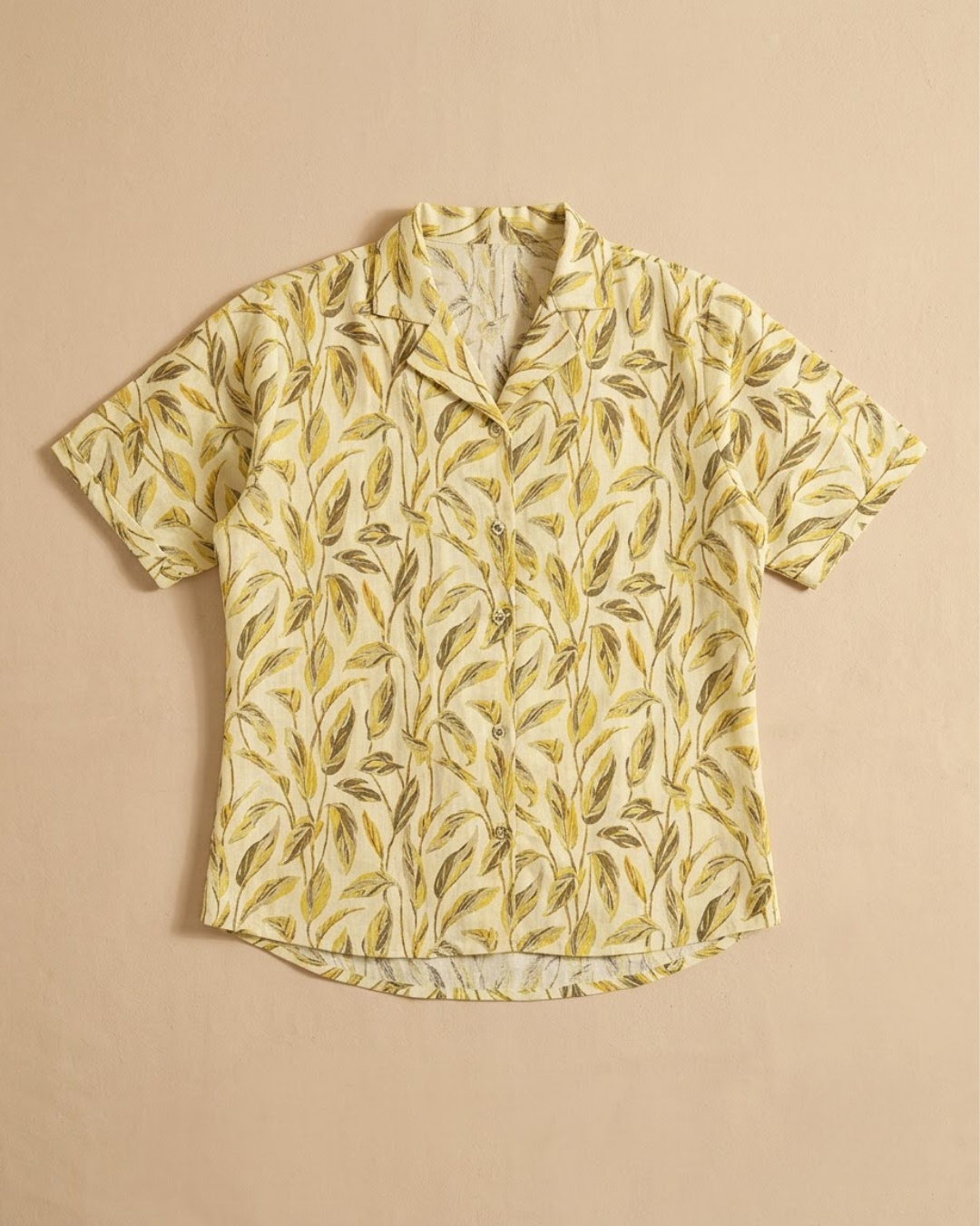 Beige & Green Patterned Blouse