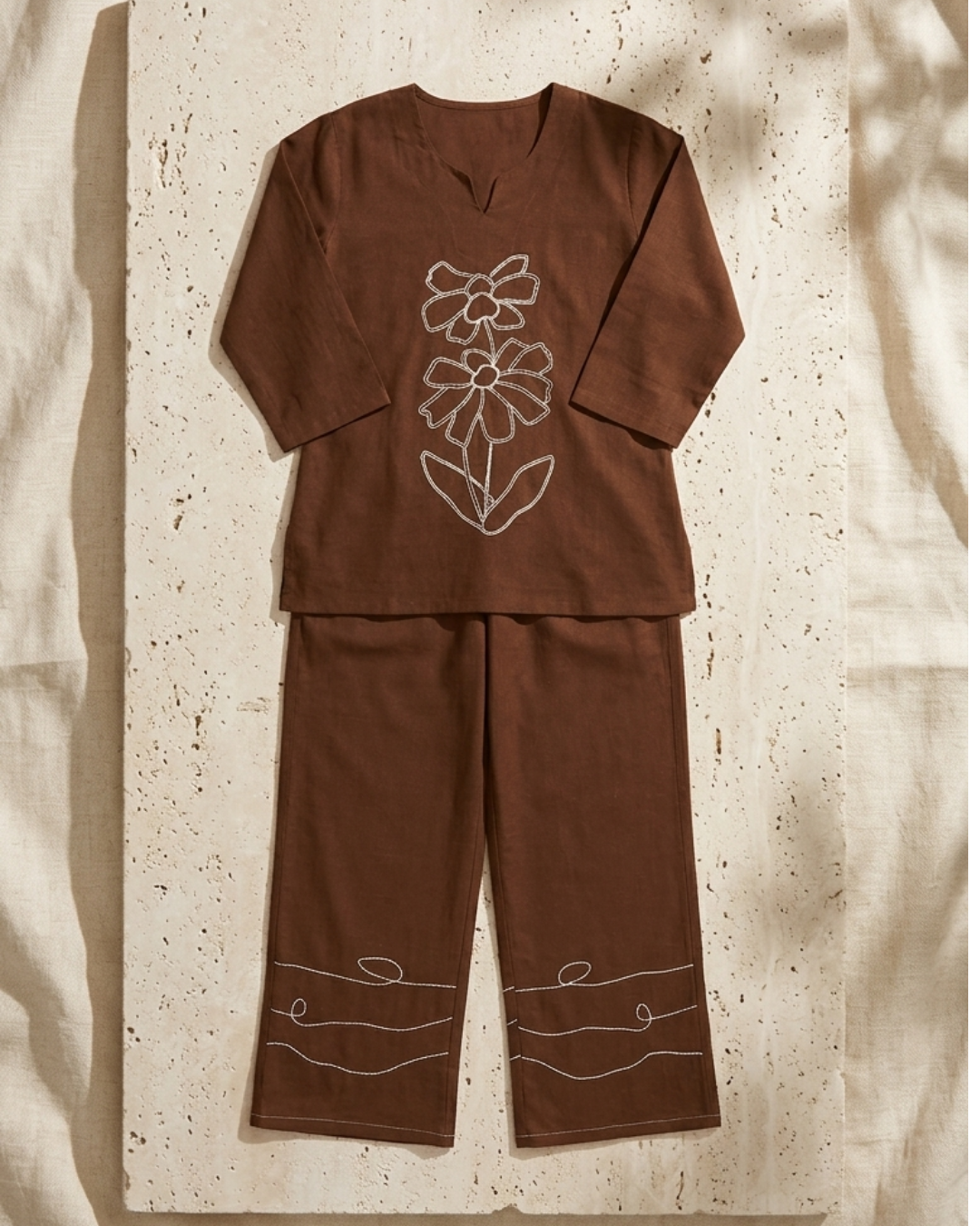 Floral Embroidered Cotton Co-ord Set