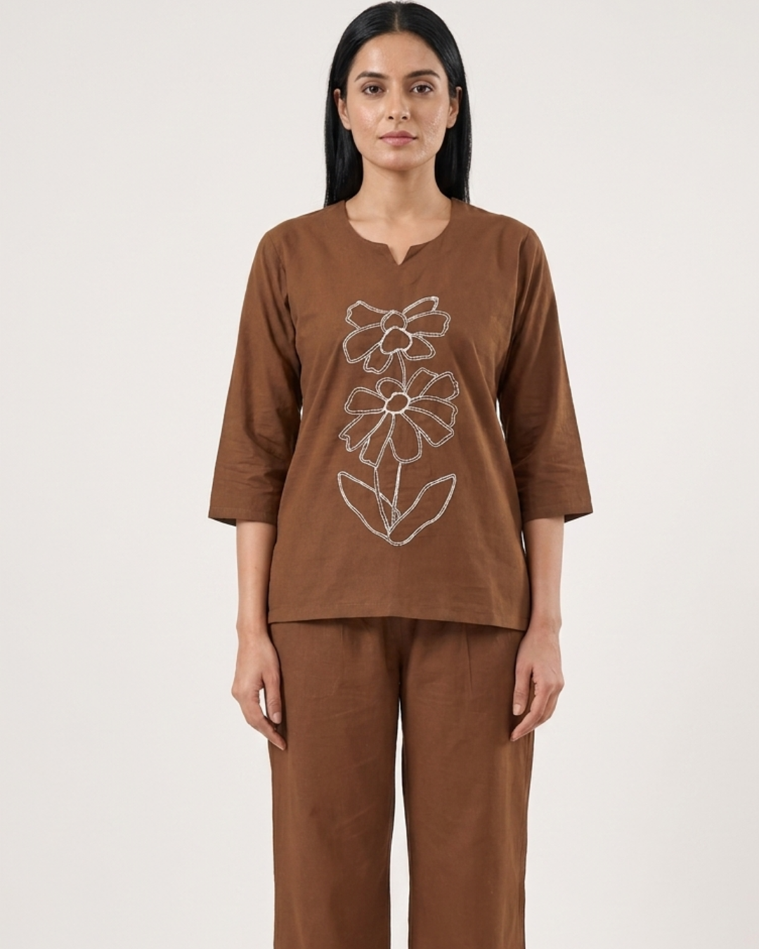 Floral Embroidered Cotton Co-ord Set