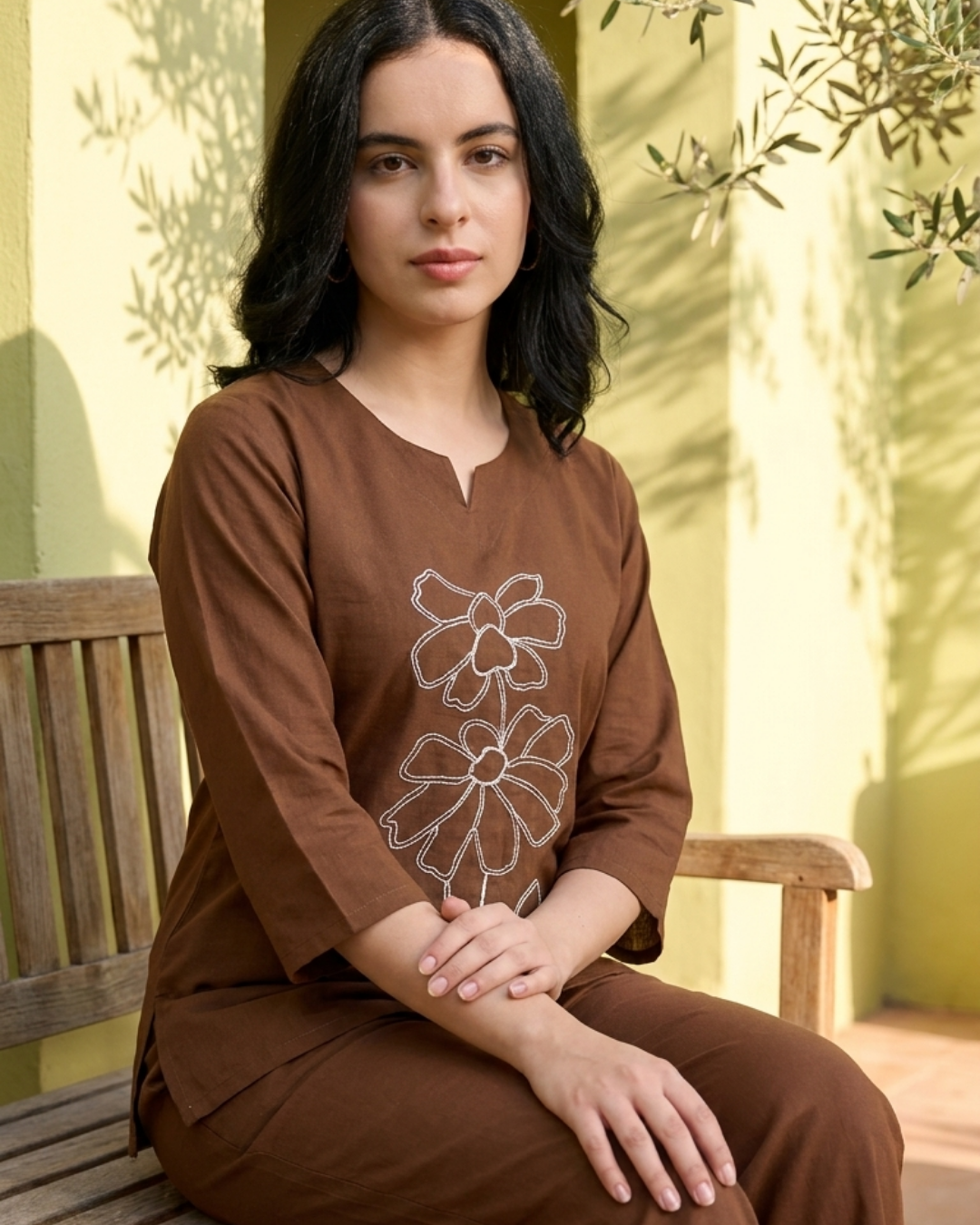 Floral Embroidered Cotton Co-ord Set