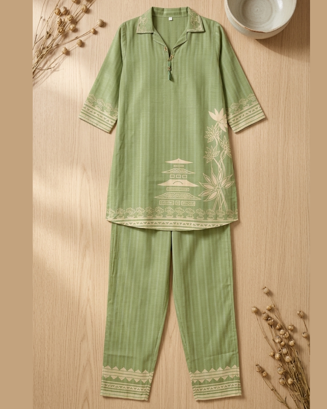 Printed Cotton Kurta Pant Set