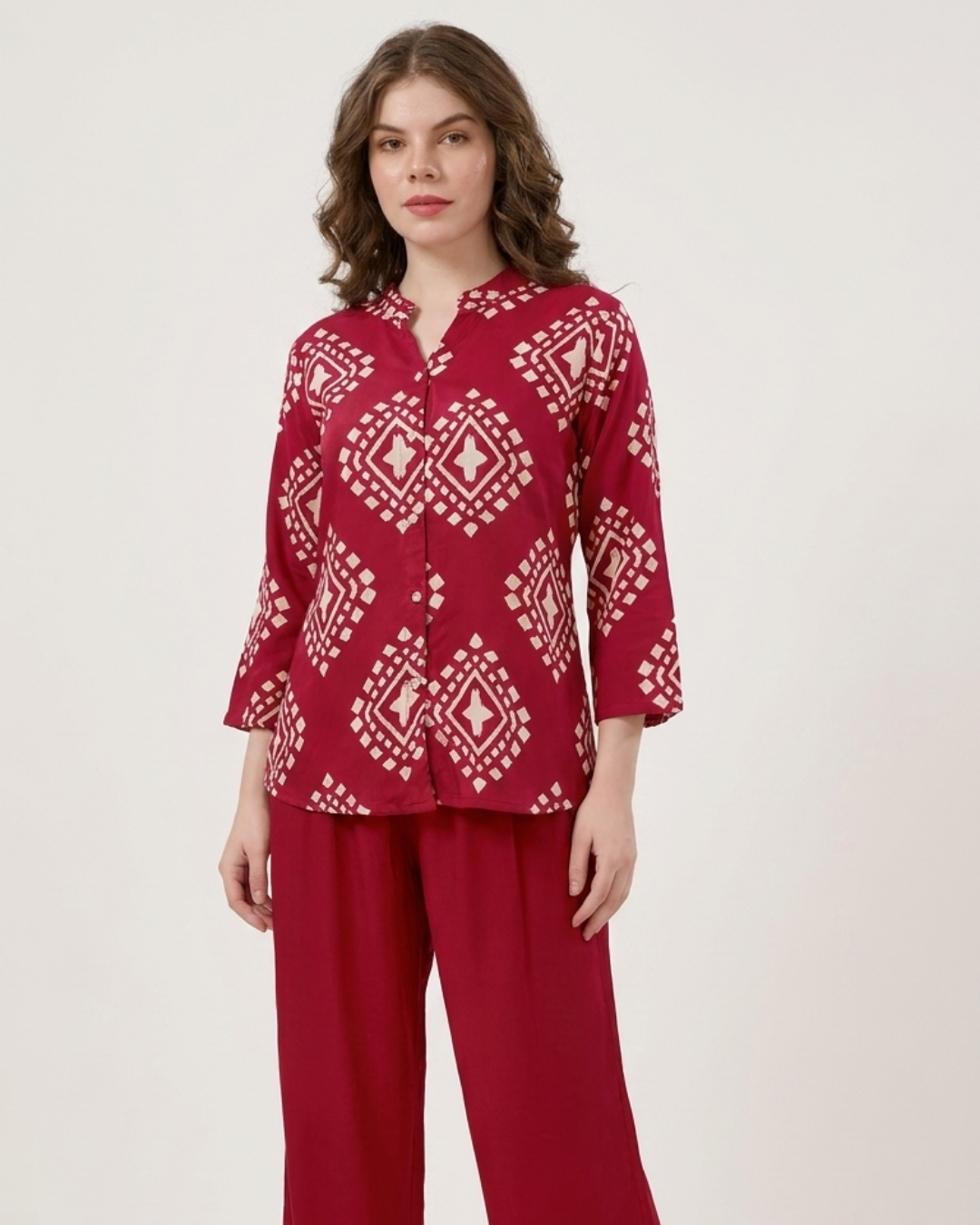 Geometric Print Shirt & Pant Co-ord Set