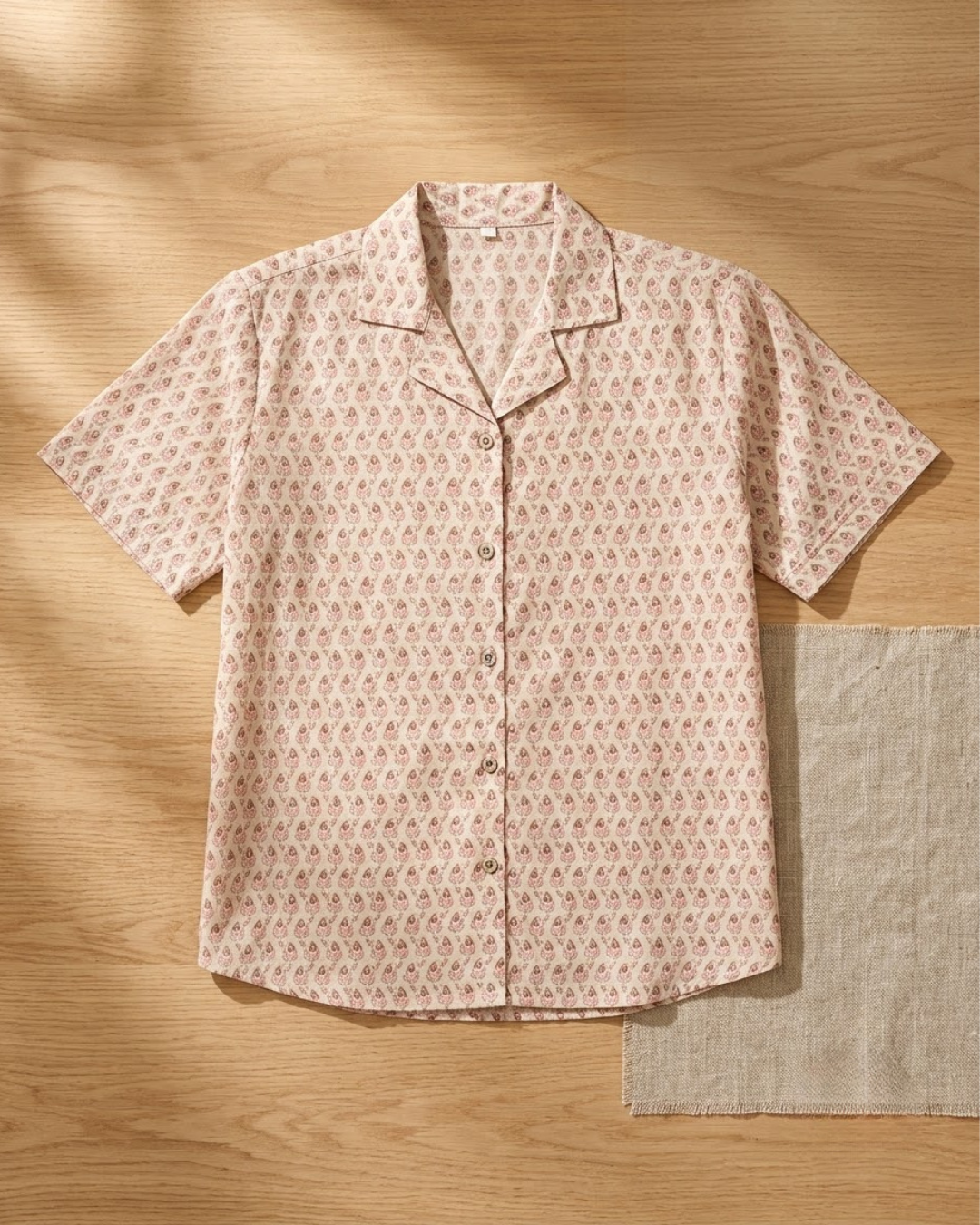 Light Pink Floral Paisley Button‑Up Shirt