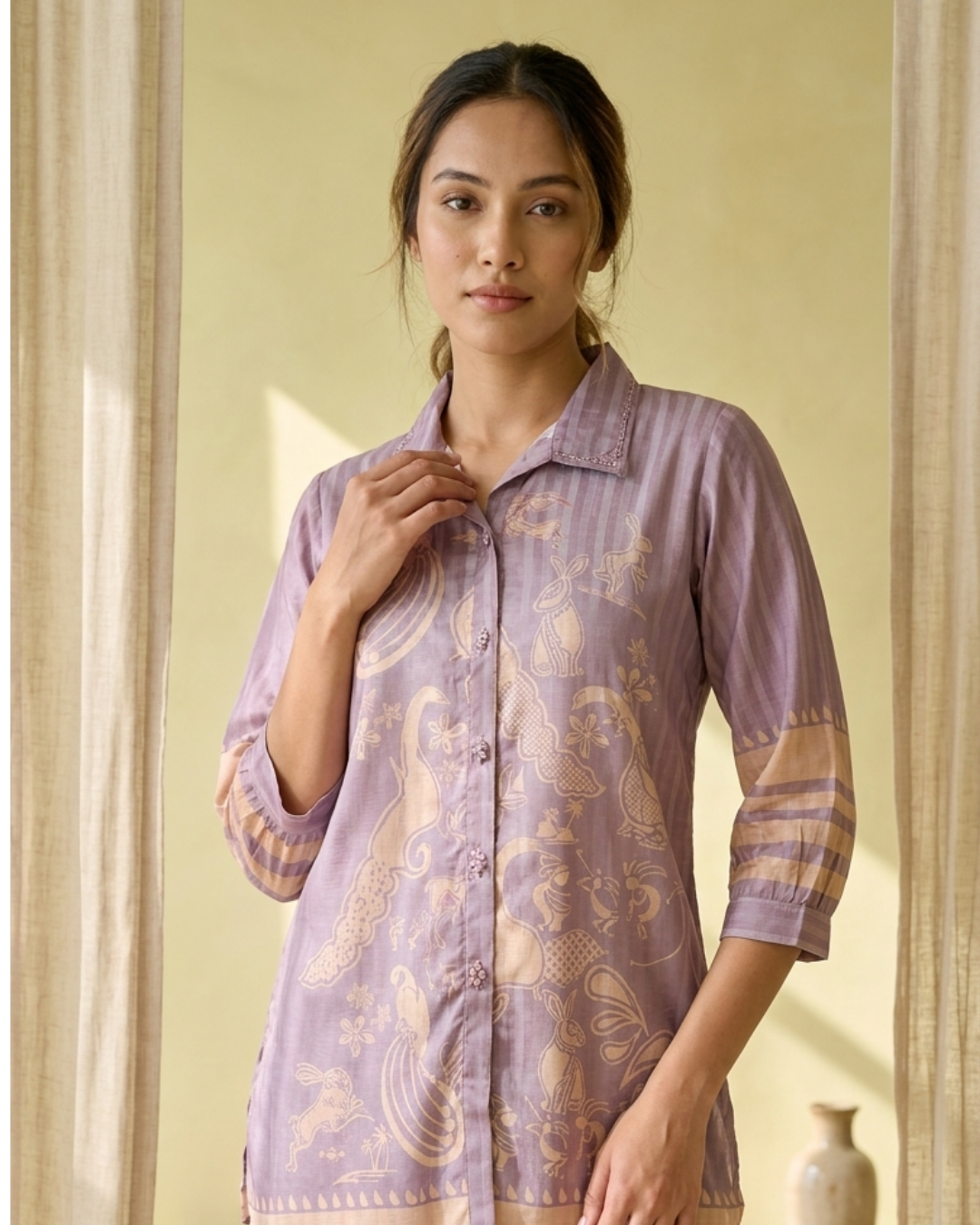 Printed Cotton Shirt & Pant Co-ord Set
