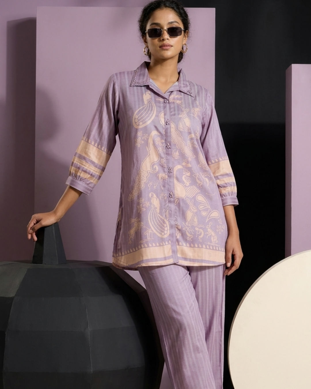 Printed Cotton Shirt & Pant Co-ord Set
