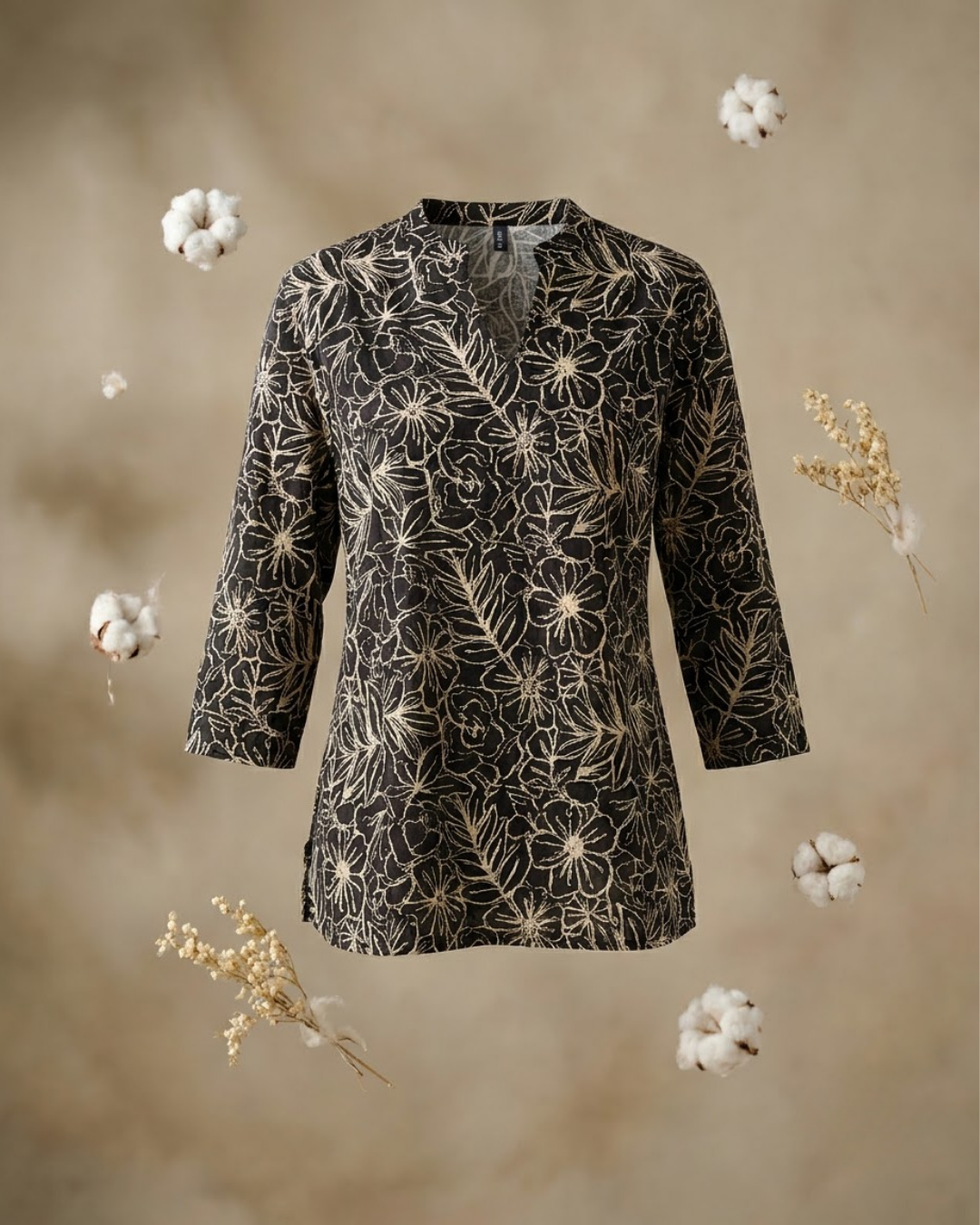 Black Floral Print Blouse