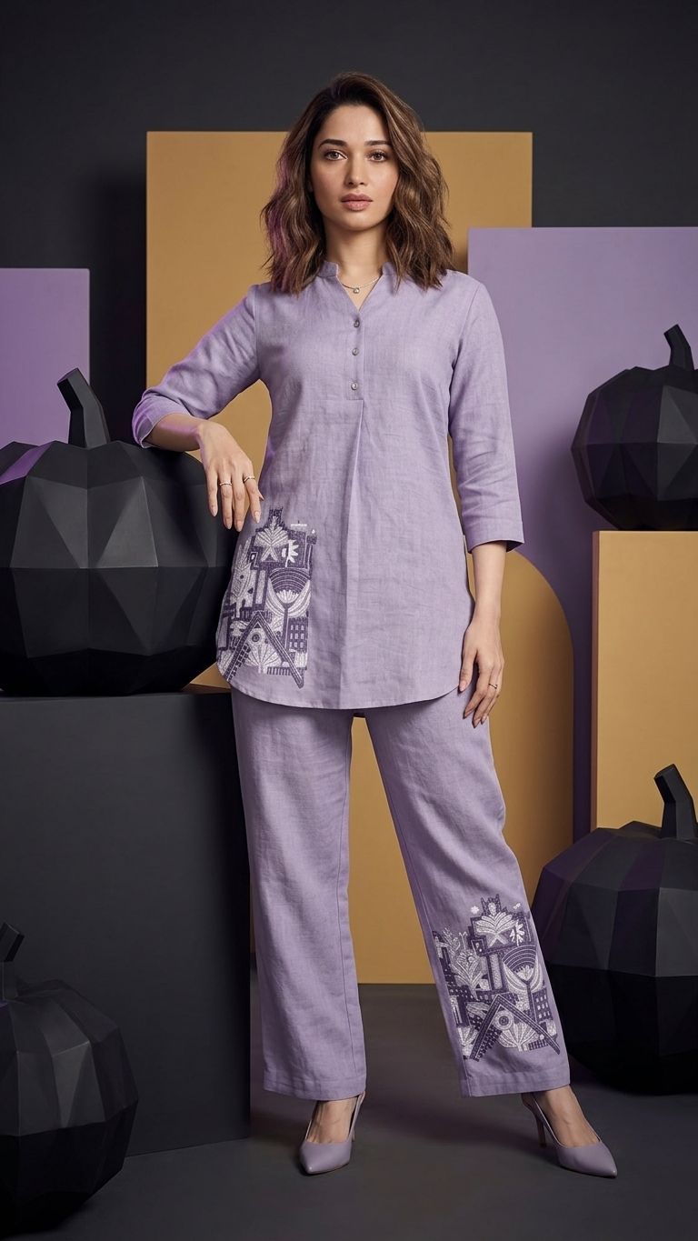 Women's Lavender Kurta Co-Ord Set