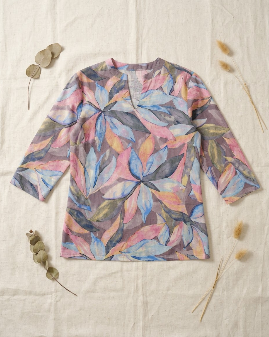 Multicolor Abstract Floral Print Top