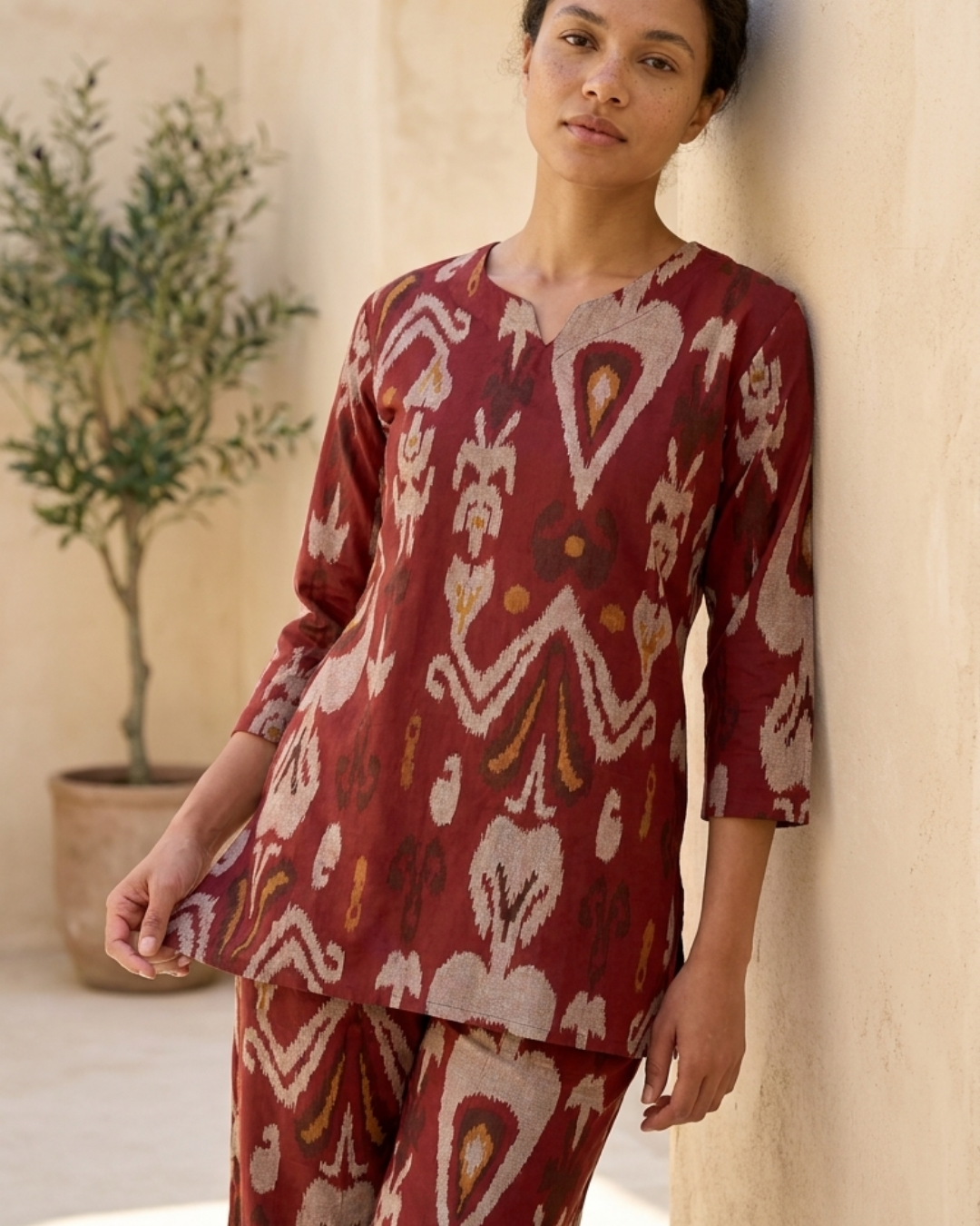 Ikat Print Cotton Co-ord Set