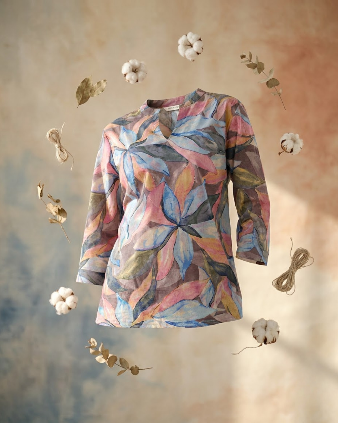 Multicolor Abstract Floral Print Top