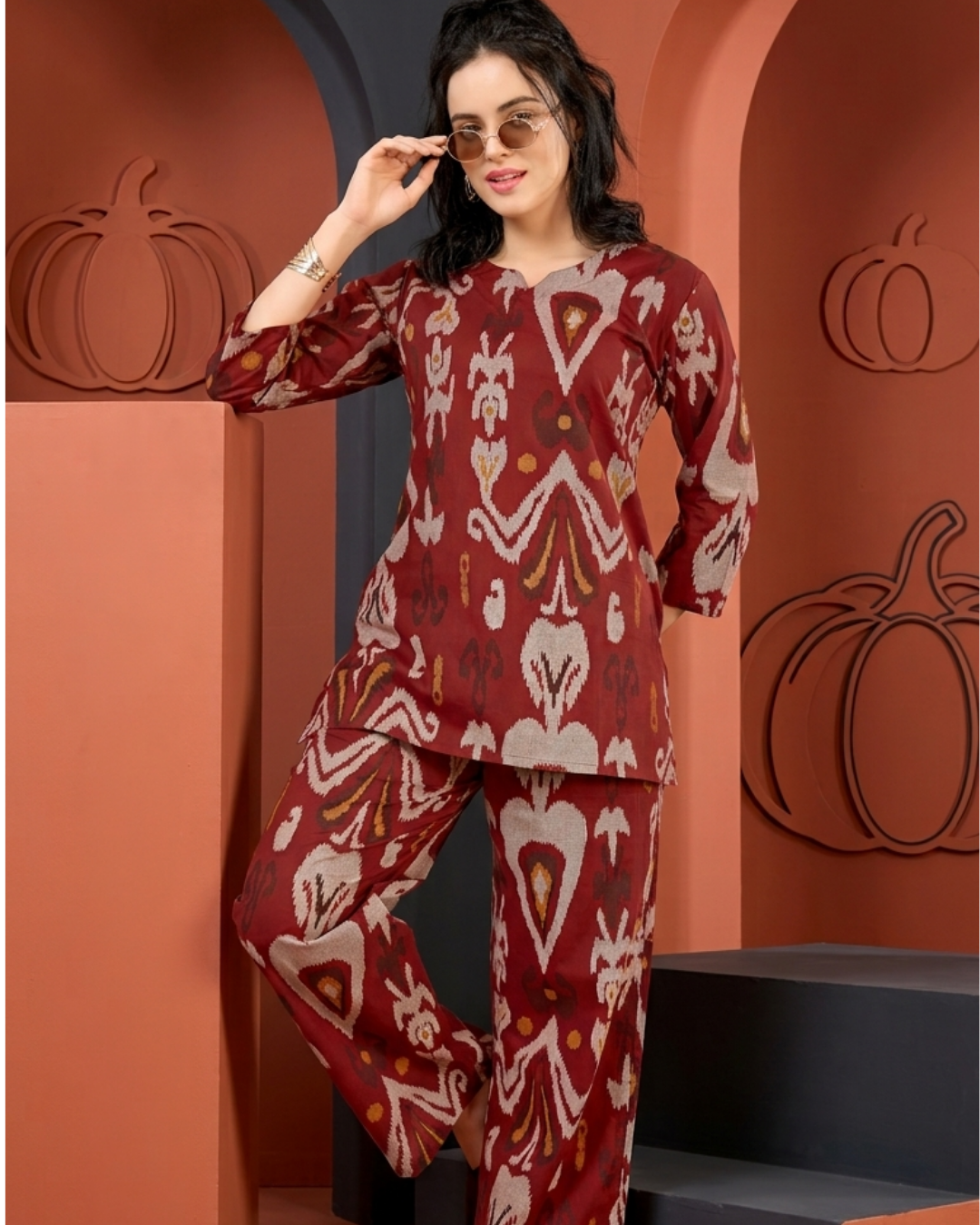 Ikat Print Cotton Co-ord Set