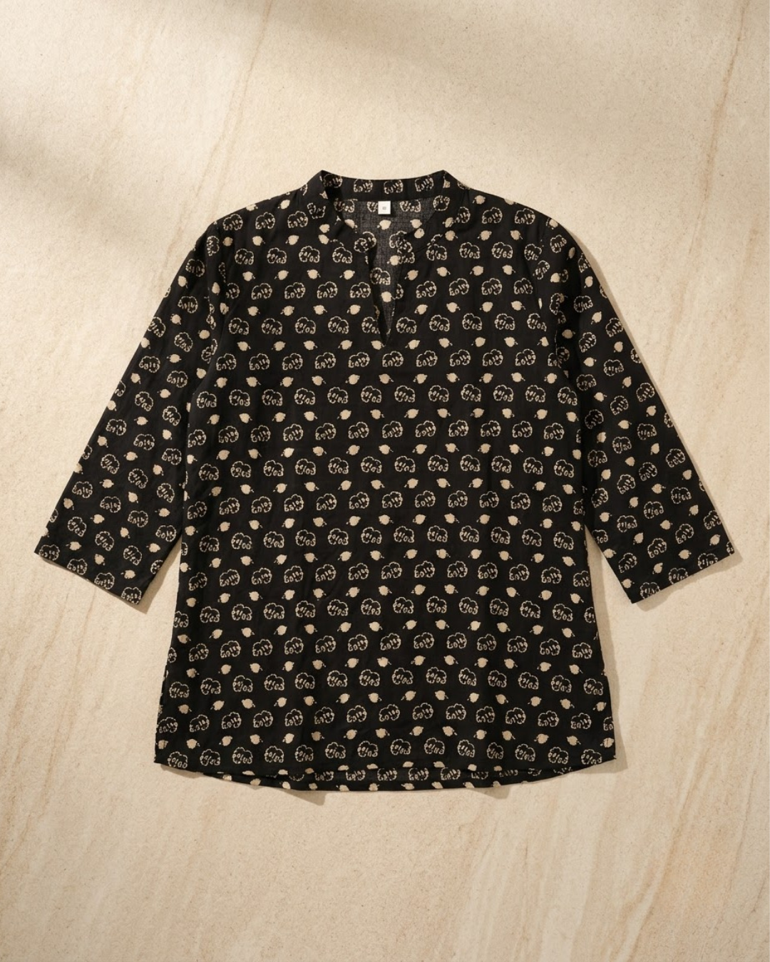 Black Elephant Motif Kurta
