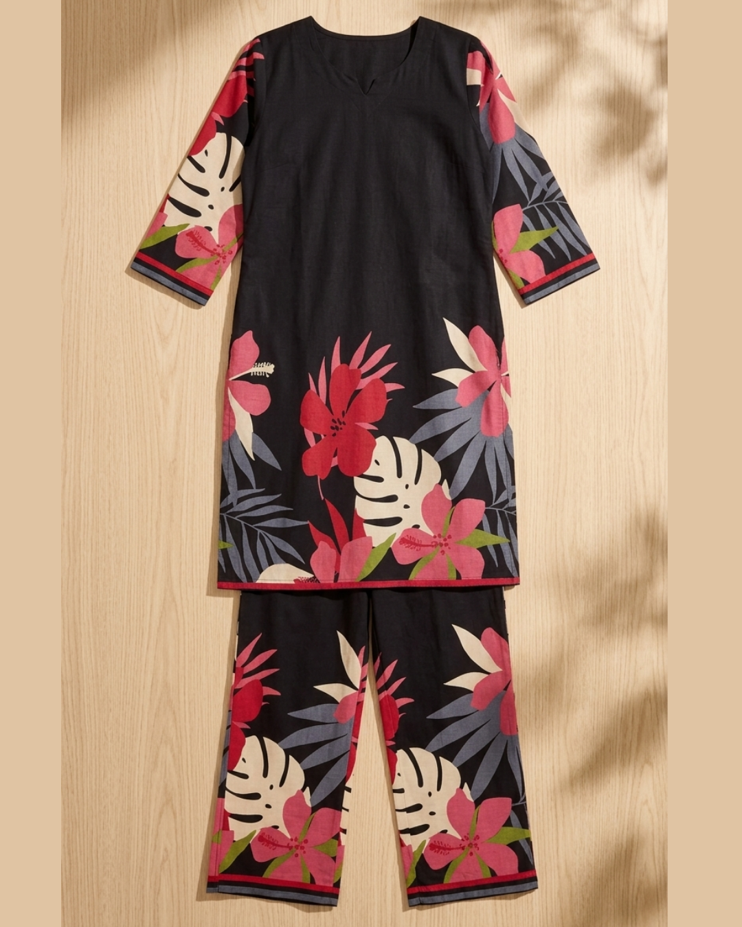 Floral Print Cotton Kurta Pant Set