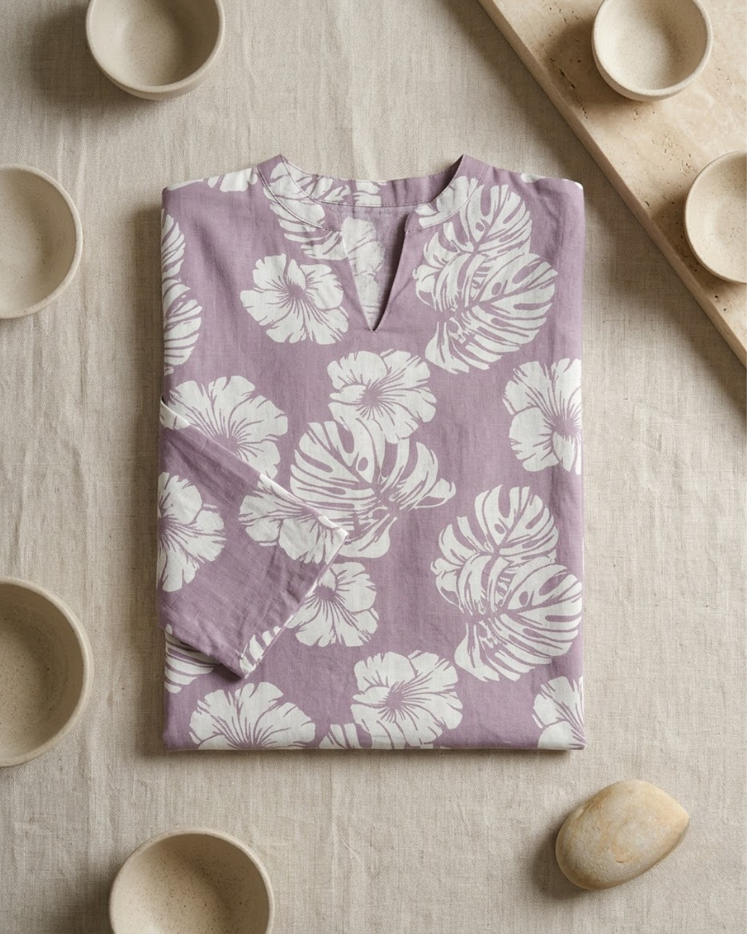 Light Purple Floral Print Tunic