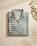 Blue Geometric Wave Print Shirt