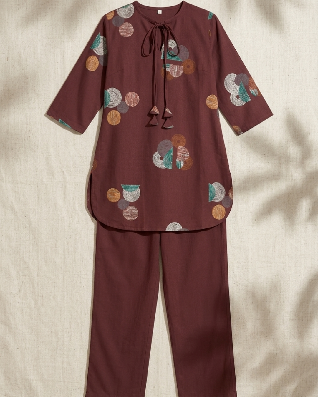 Abstract Print Cotton Kurta Pant Set