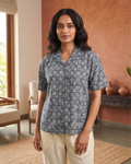 Blue Geometric Paisley Print Shirt