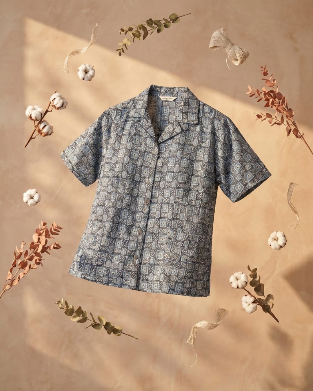 Blue Geometric Paisley Print Shirt
