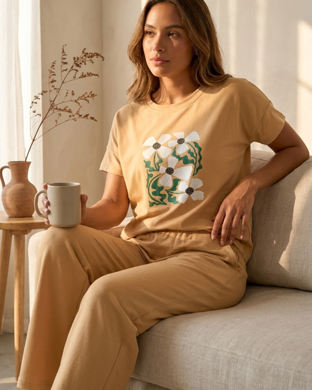 Floral Print Cotton Lounge Co-ord Set