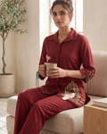 Olive Bird Motif Cotton Co-ord Set
