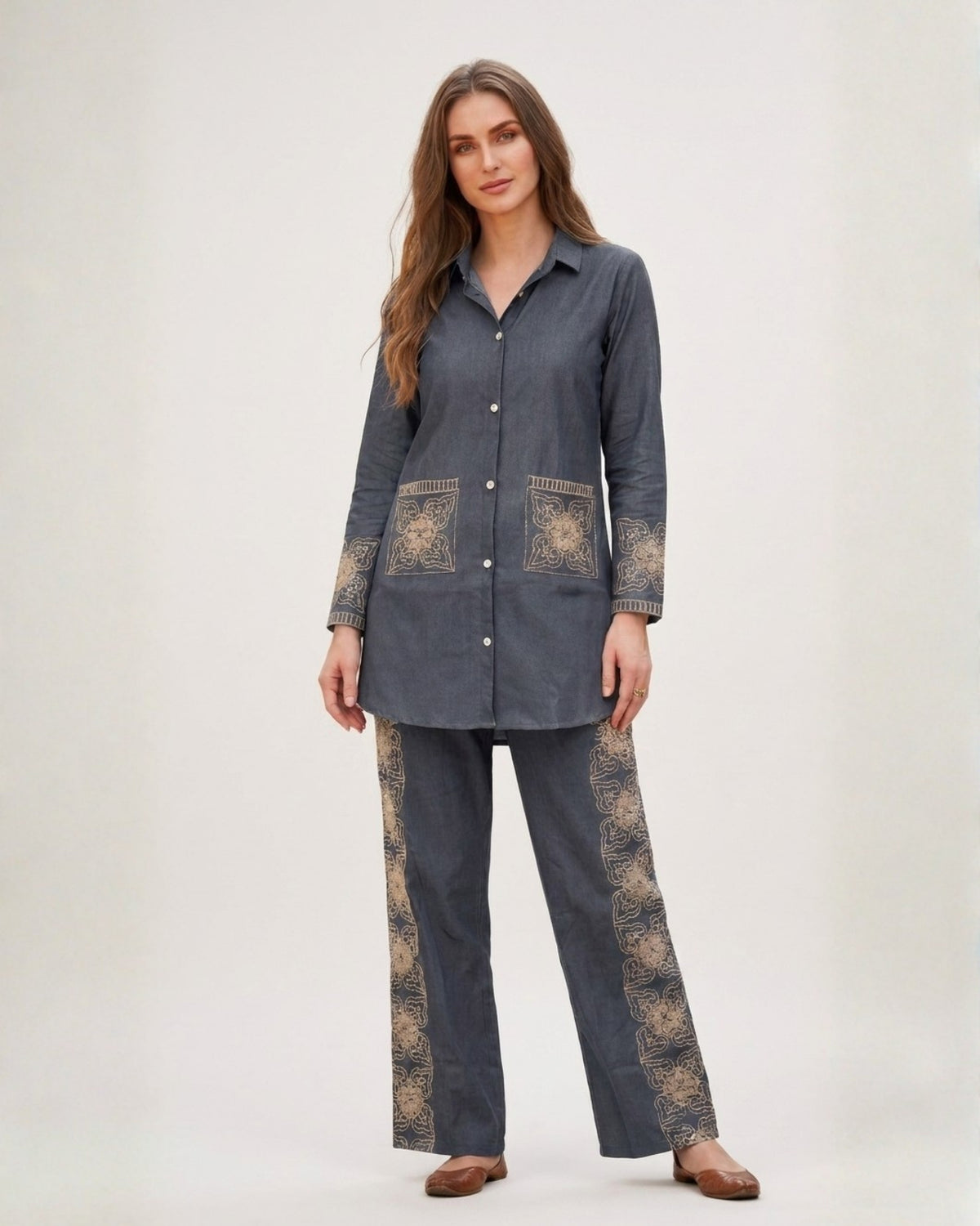 Women's Charcoal Grey Designer Co-Ord Set
