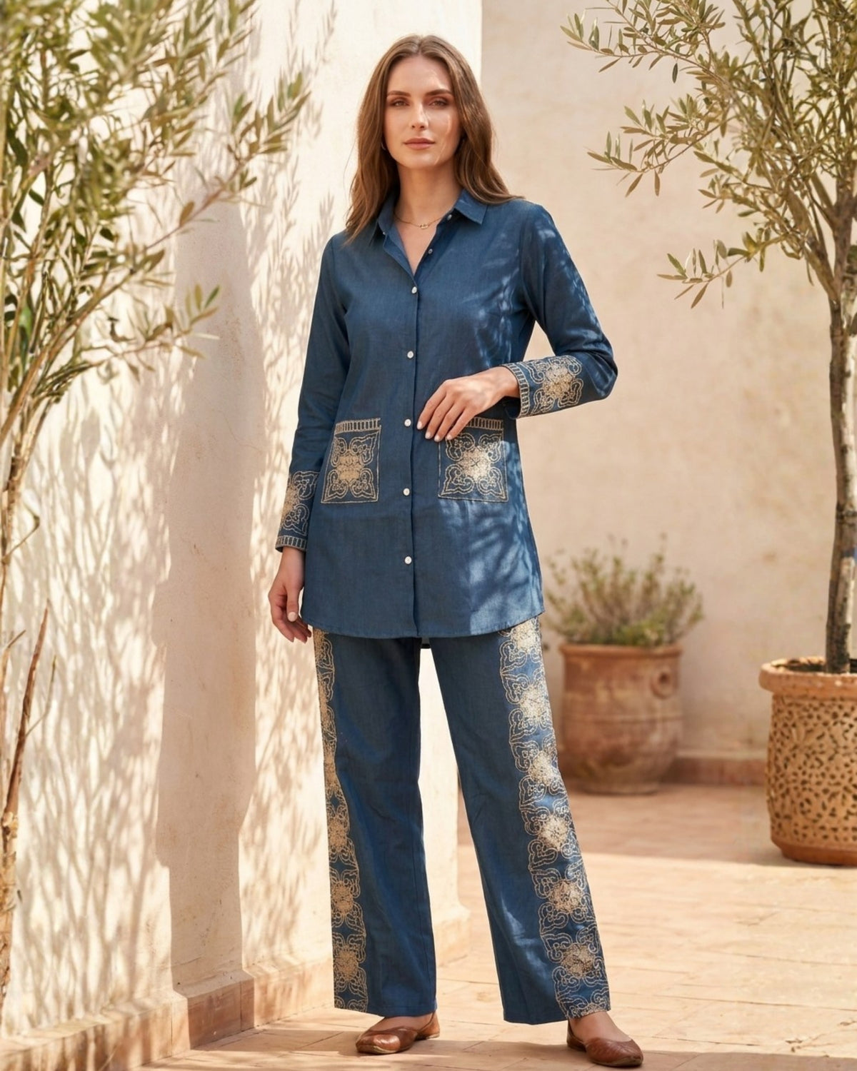 Women's Midnight Blue Designer Co-Ord Set