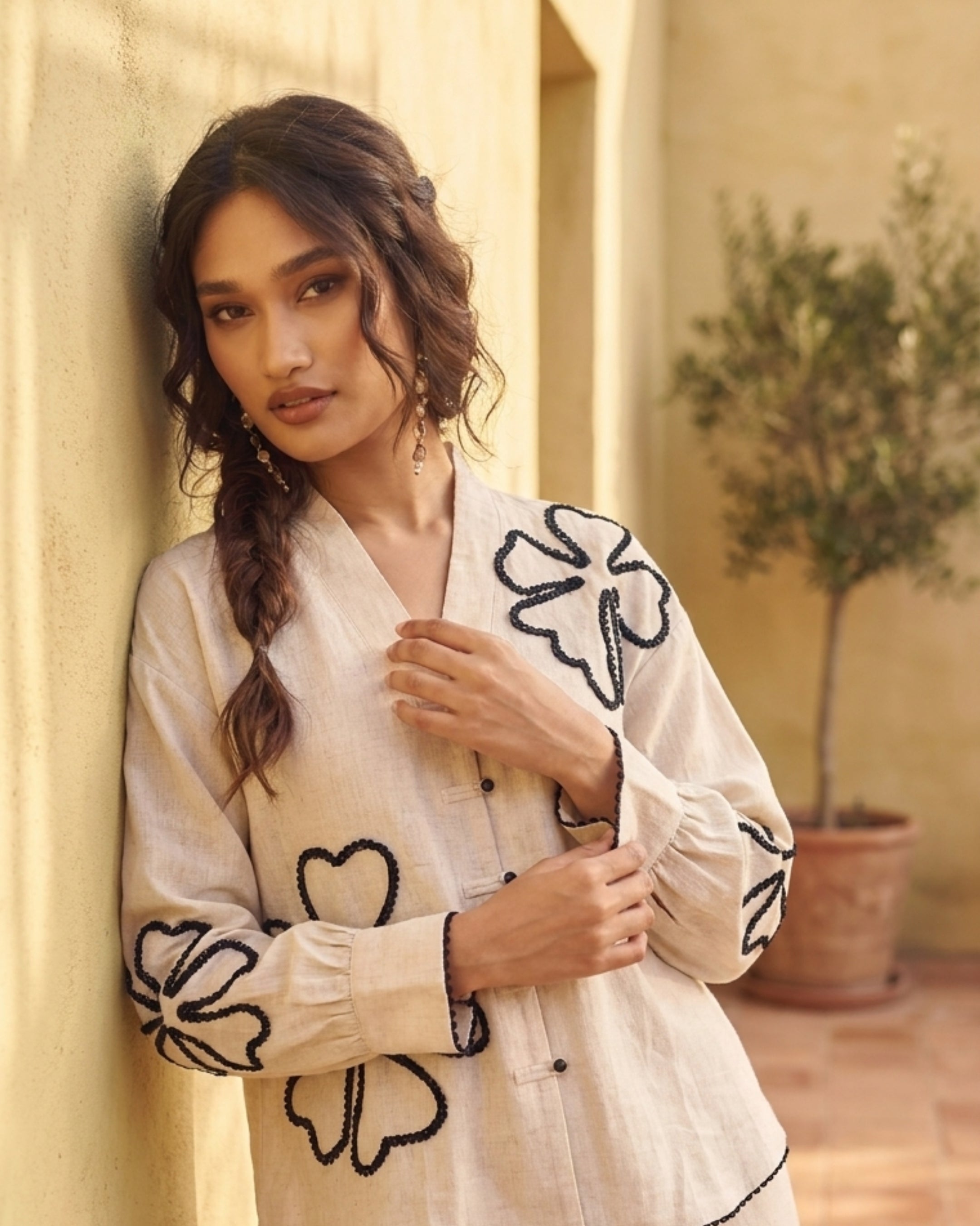 Ivory Floral Appliqué Co-Ord Set